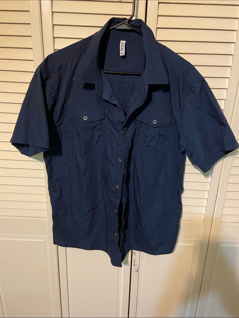 Men's Casual Short-Sleeve Button-Down Shirt - Navy